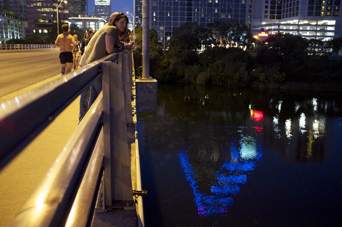 the Congress Avenue bat bridge at the north end of South Congress