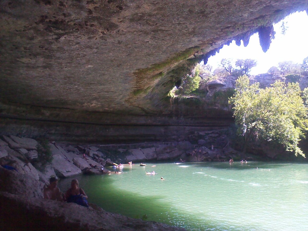 the collapsed limestone grotto at Hamilton Pool Preserve
